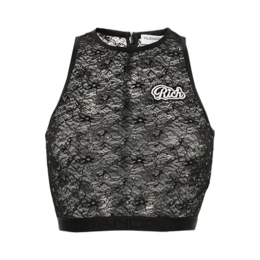 Sleeveless Cropped Laced Tank Top