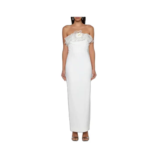 Floral-Appliqué Ruffled Cady Gown