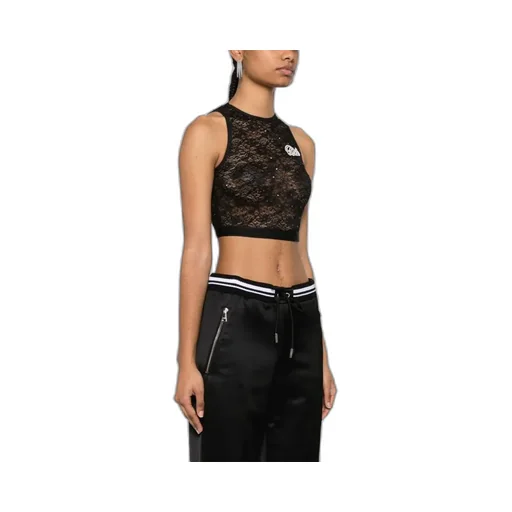 Sleeveless Cropped Laced Tank Top