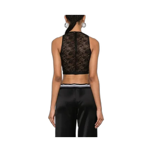 Sleeveless Cropped Laced Tank Top