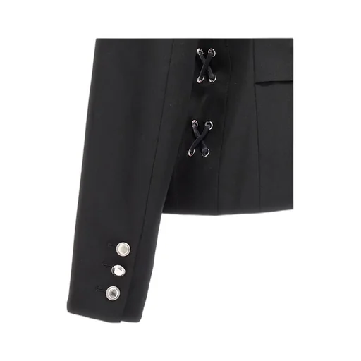 Lace-Up Detailed Single-Breasted Blazer