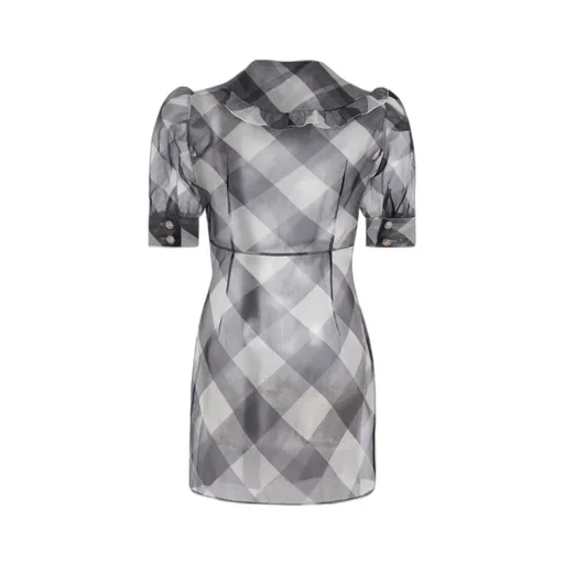 Checked Silk Mini Dress