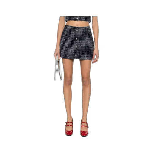 Metallic-Threading Tweed Skirt