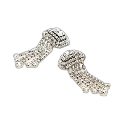 Square Embellished Fringe Detailed Earrings