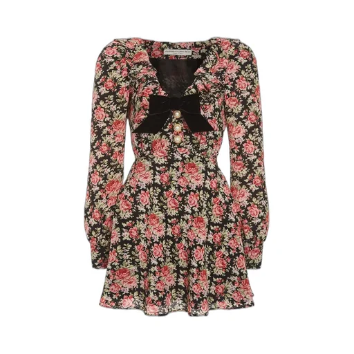 Floral Print Bow-Embellished Minidress