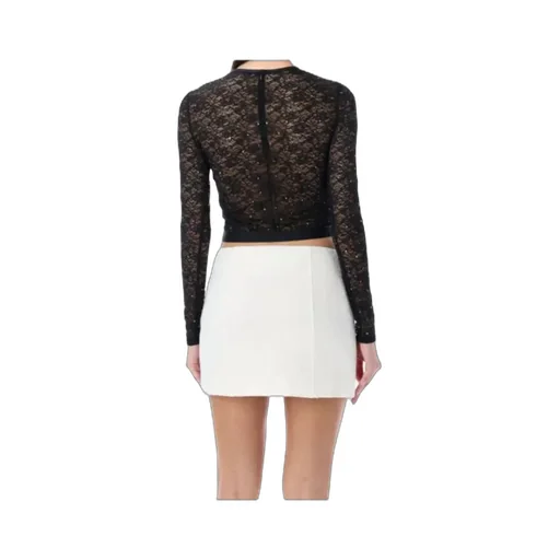 Long-Sleeved Crewneck Laced T-Shirt