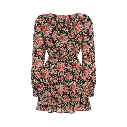 Floral Print Bow-Embellished Minidress