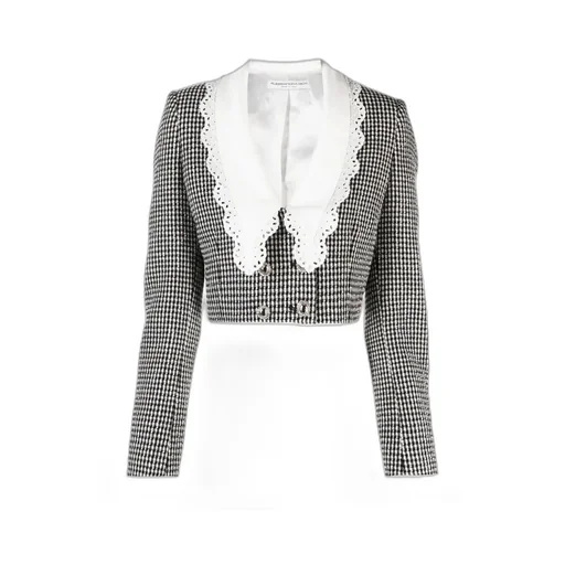 Peter Pan Collar Gingham Blazer