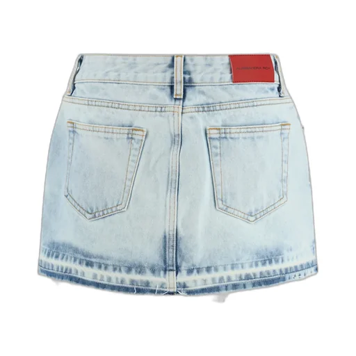 Embellished Frayed Hem Mini Denim Skirt