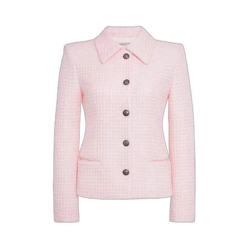Check Pattern Embellished Tweed Blazer