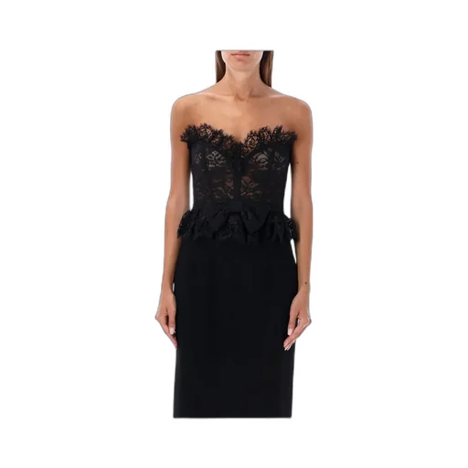 Bow Off-Shoulder Lace Bustier Top