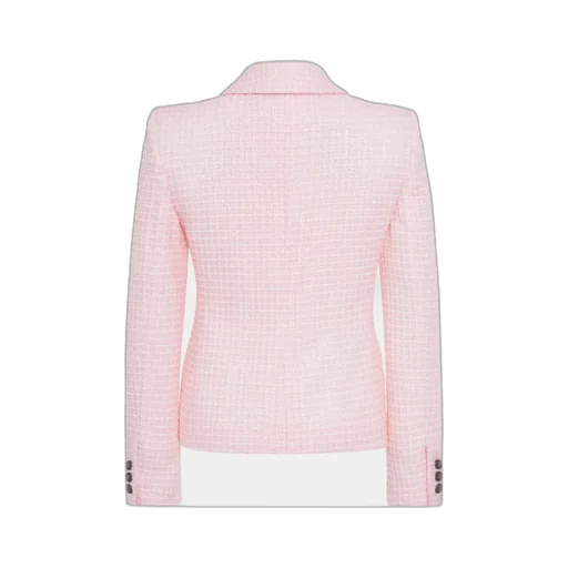 Check Pattern Embellished Tweed Blazer