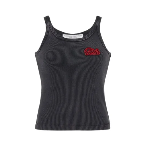 Logo-Patch Sleeveless Ribbed Tank Top