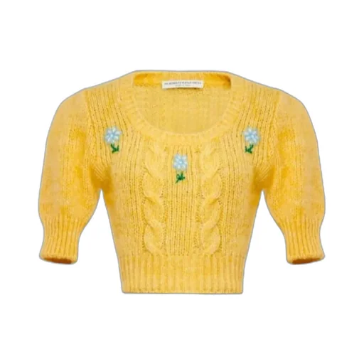 Floral-Embroidered Short-Sleeve Jumper