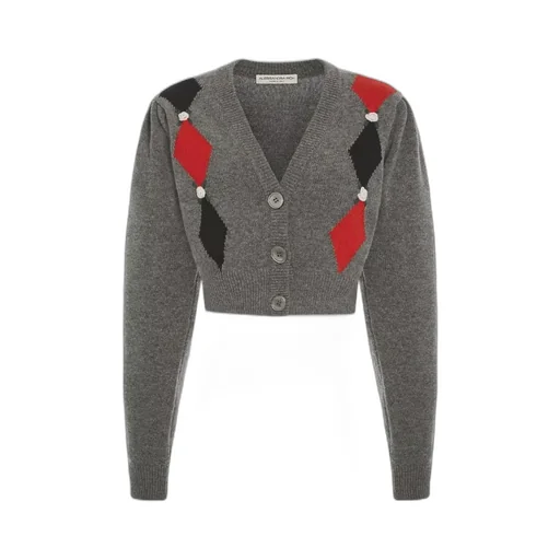 Intarsia-Knit Cropped Cardigan