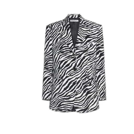 Zebra-Printed Single-Breasted Tailored Blazer
