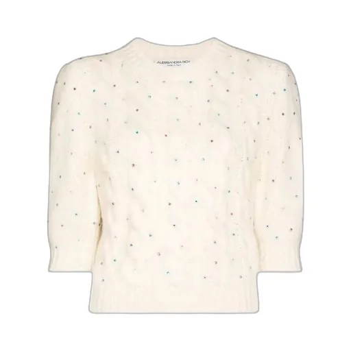 Crystal-Embellished Short-Sleeve Jumper