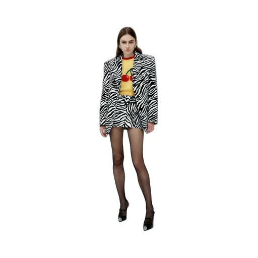 Zebra-Printed Single-Breasted Tailored Blazer
