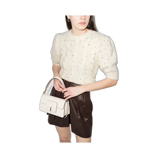 Crystal-Embellished Short-Sleeve Jumper