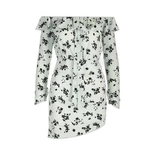 Off-The-Shoulder Rose Printed Mini Dress