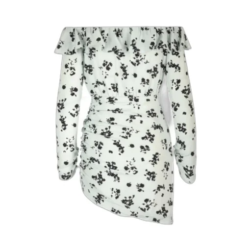 Off-The-Shoulder Rose Printed Mini Dress