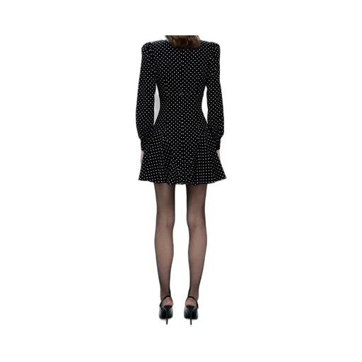 Lace-Trimmed Polka-Dot Mini Dress