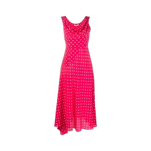 Polka Dot-Printed Draped Asymmetric Dress