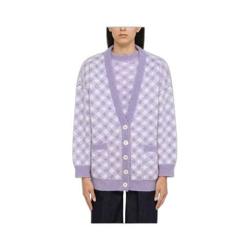 Checked V-Neck Cardigan