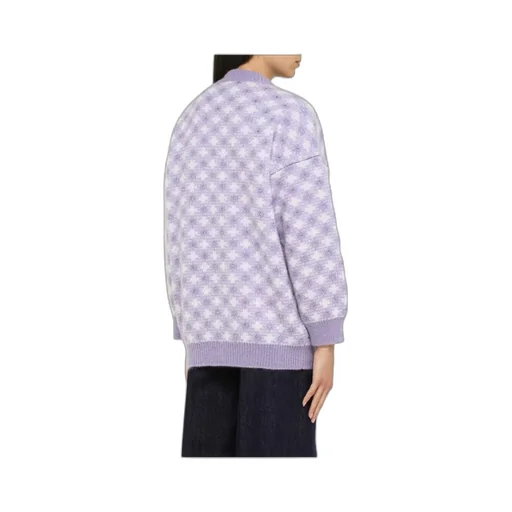 Checked V-Neck Cardigan