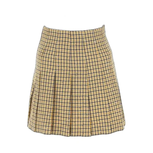 Pleated Houndstooth Mini Skirt