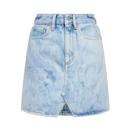 Logo Patch High Waisted Denim Skirt