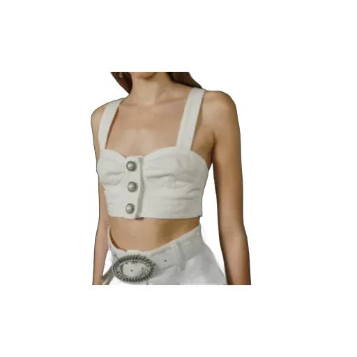 Pearl-Button Crop Top