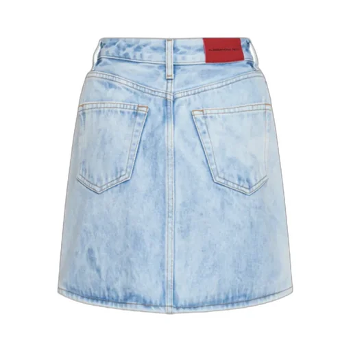 Logo Patch High Waisted Denim Skirt