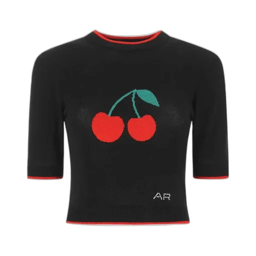 Cherry-Embroidered Knitted Top