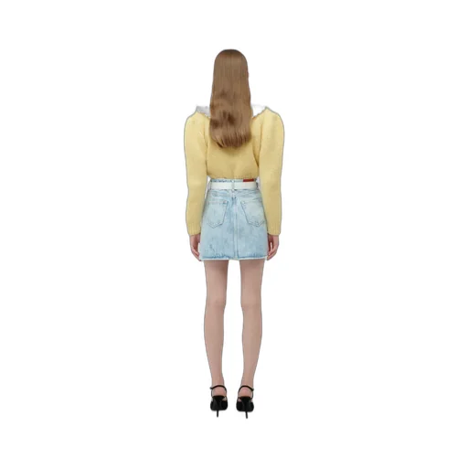 Logo Patch High Waisted Denim Skirt