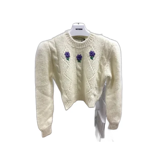 Floral Embroidery Cable-Knit Jumper