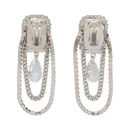 Crystal-Embellished Drop Chain Earrings