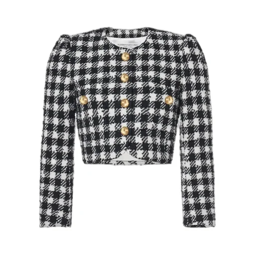 Vichy Tweed Single-Breasted Blazer