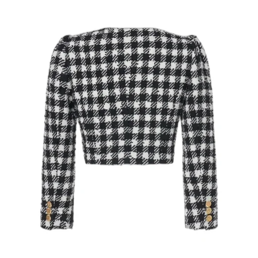 Vichy Tweed Single-Breasted Blazer