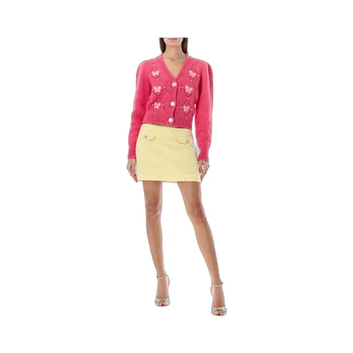 Ribbon-Embroidered Knit Cardigan