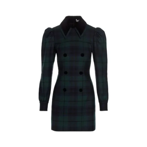 Wool Tartan-Check Mini Dress