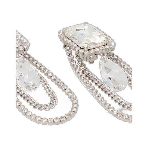 Crystal-Embellished Drop Chain Earrings