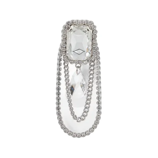 Crystal-Embellished Drop Chain Earrings