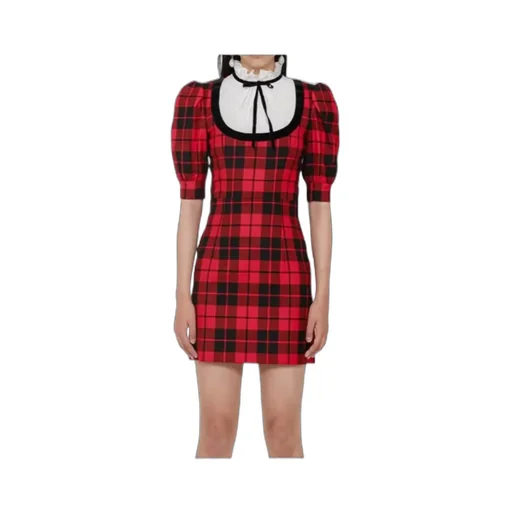Plaid Short-Sleeved Wool Dress