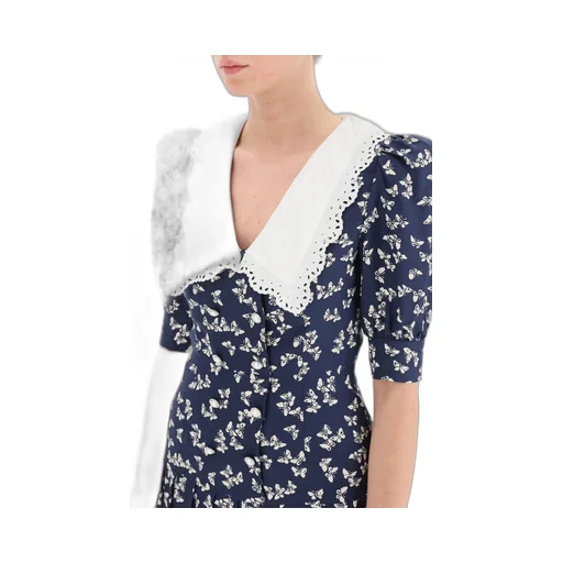 Butterfly-Print Flared Minidress