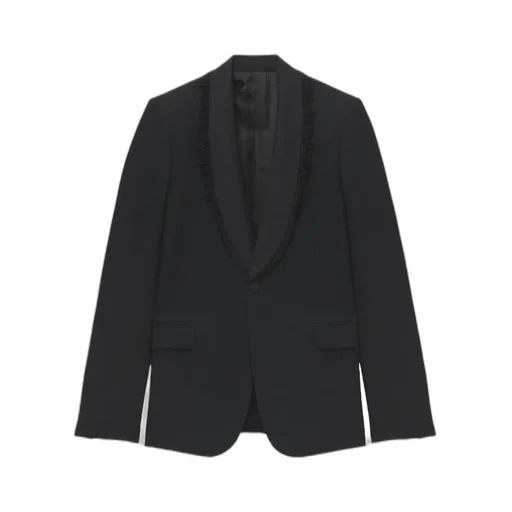 Frayed Lapel Single-Breasted Jacket