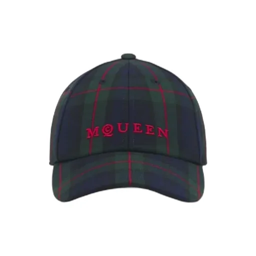 Logo Embroidered Checked Baseball Cap