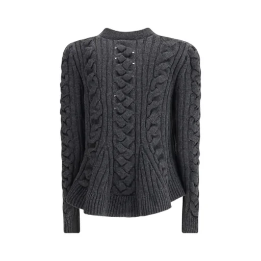 Braided Knitted Peplum Cardigan