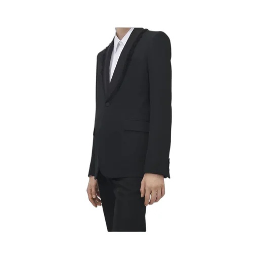 Frayed Lapel Single-Breasted Jacket