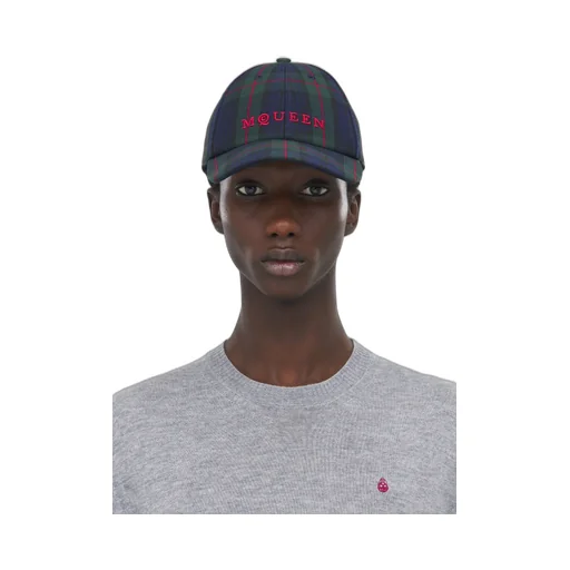 Logo Embroidered Checked Baseball Cap